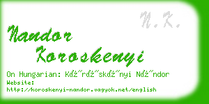 nandor koroskenyi business card